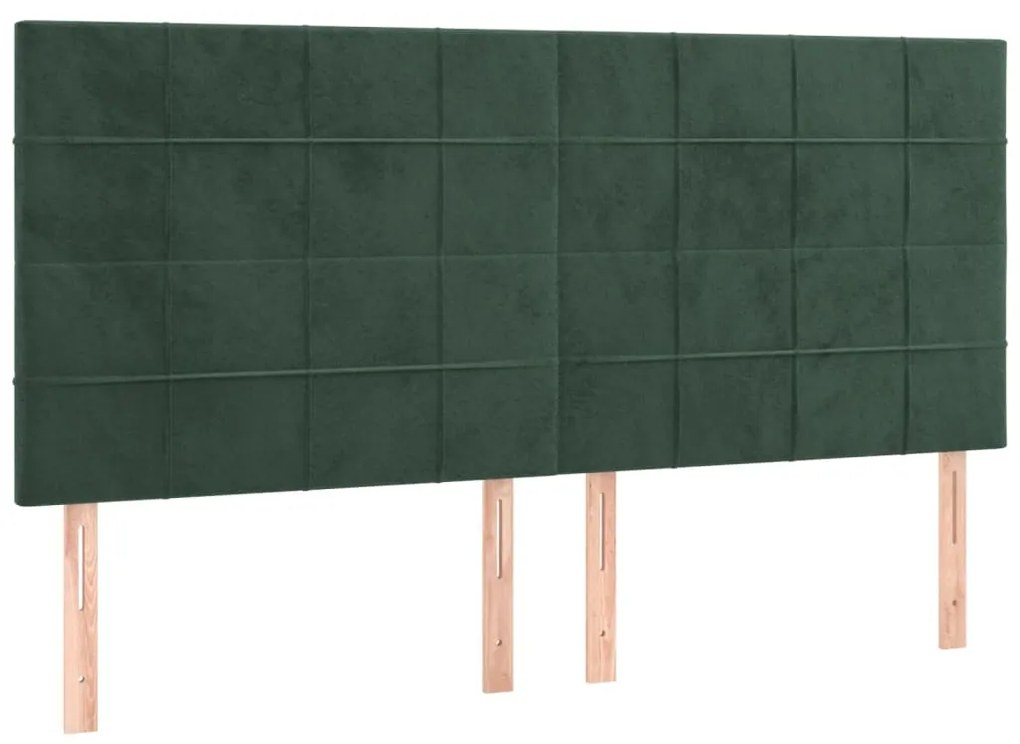 Testiera a led verde scuro 200x5x118/128 cm in velluto