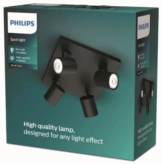 Philips - Faretto RUNNER 4xGU10/20W/230V nero