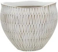 Cachepot in resina bianco con linee geometriche cm 30,5x24,5