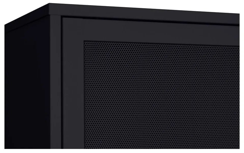 Armadietto nero in metallo con porte scorrevoli 90x180x40 cm Veep – Unique Furniture