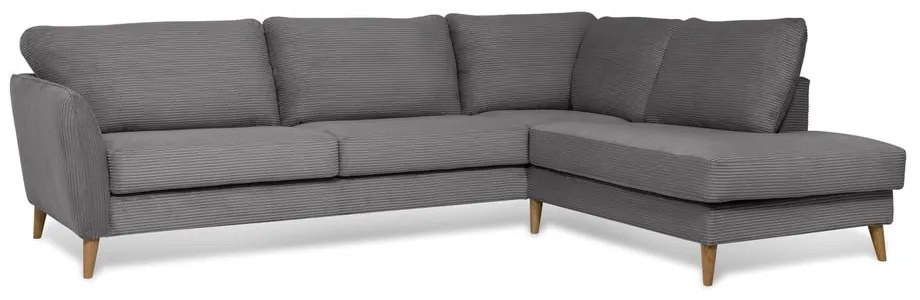 Divano angolare in velluto a coste grigio scuro (angolo destro) Paris - Scandic