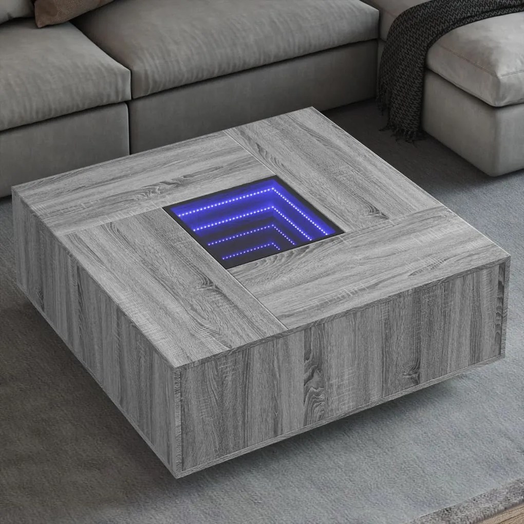 Tavolino Da Salotto Con Led Infinity Rovere Sonoma 100x100x40cm /
