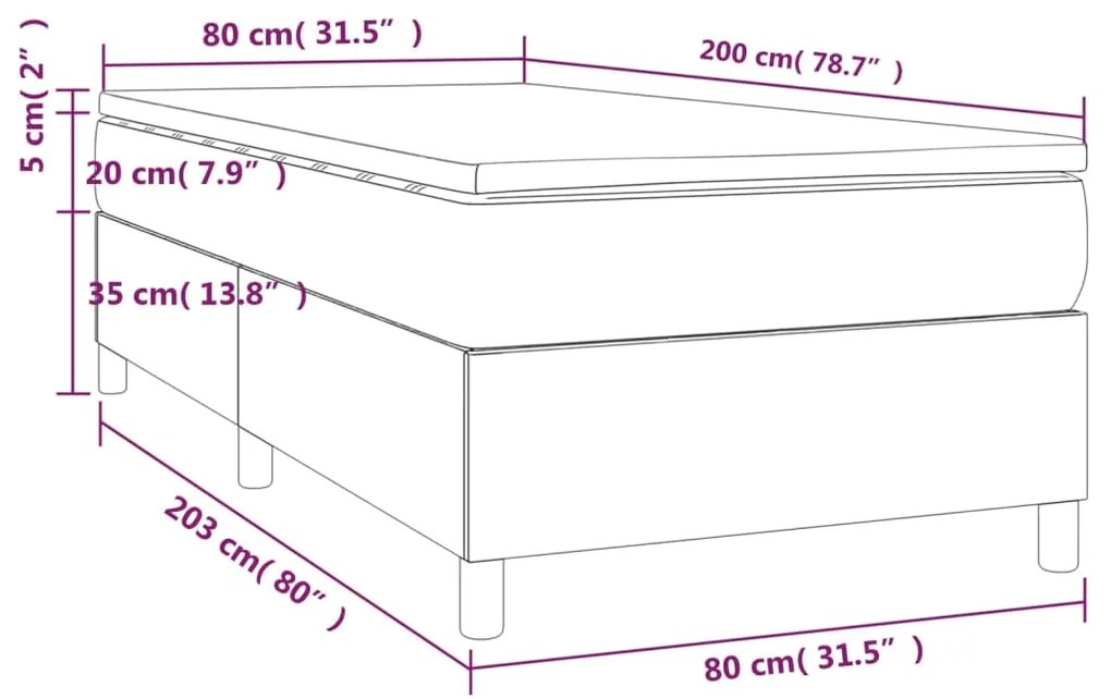 Giroletto a Molle con Materasso Cappuccino 80x200 cm Similpelle