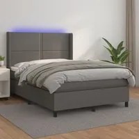 Giroletto Molle con Materasso e LED Grigio 140x200cm Similpellecod mxl 75613