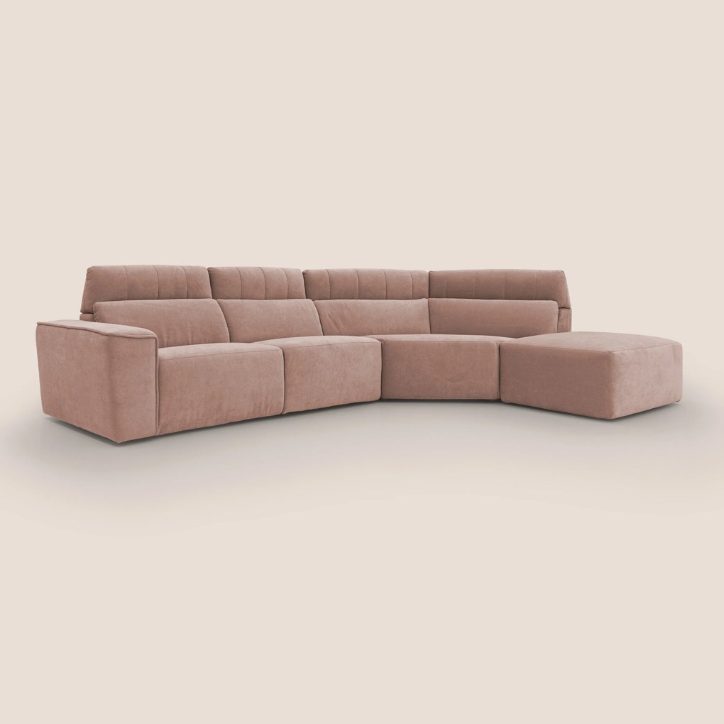Clark Divano angolare con opzione relax elettrico in tessuto smacchiabile impermeabile T17 rosa