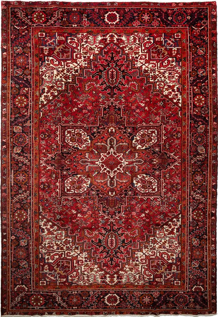 Heriz Tappeto persiano 370 x 250 Rosso (Iran) Annodato A Mano