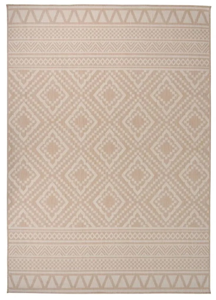 Tappeto Da Esterni A Tessitura Piatta 140x200cm Strisce Marroni /