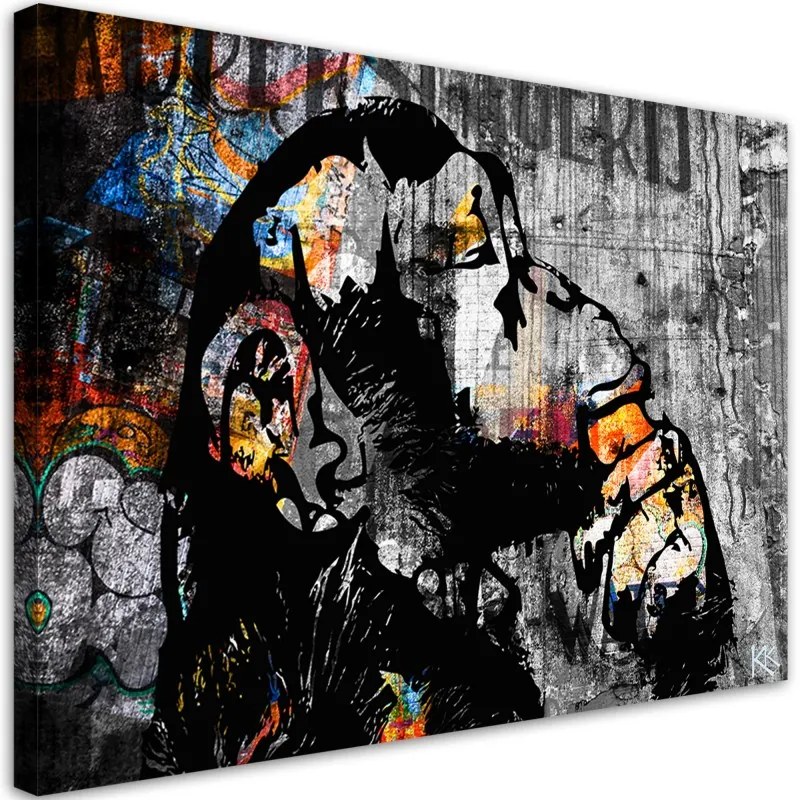 Quadro su tela, Street Art Banky Monkey Abstraction  Dimensioni 100x70