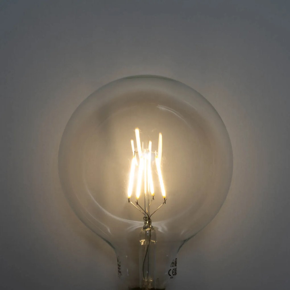 Set di 5 lampadine LED E27 dimmerabili a 3 fasi a filamento a spirale G125 4W 450 lm 3000K