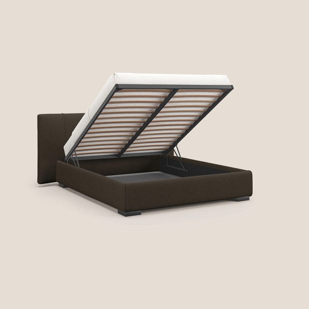 Omero letto imbottito contenitore sfoderabile in tessuto fiammato impermeabile T14 marrone
