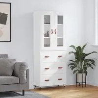 Credenza Bianco Lucido 69,5x34x180 cm in Legno Multistrato 3198379