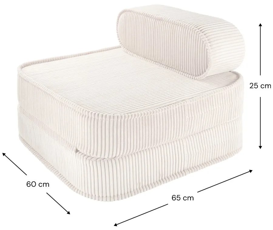 Poltrona per bambini color crema con rivestimento in velluto a coste Flip – Wigiwama