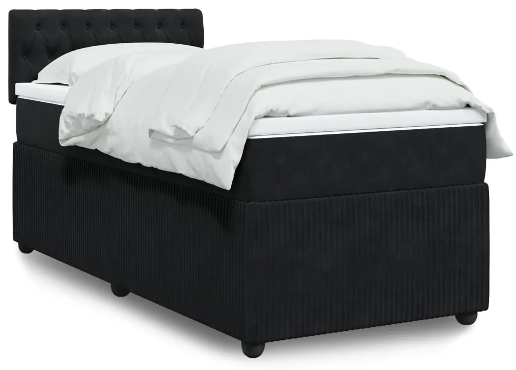 Giroletto A Molle Con Materasso Nero 80x200 Cm İn Velluto /