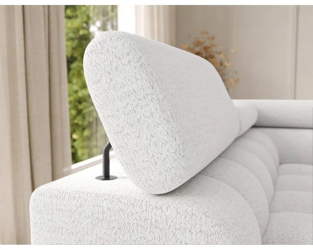 Divano angolare color crema allungabile (con penisola a sinistra/a U) con rivestimento in bouclé Feraria – ELTAP