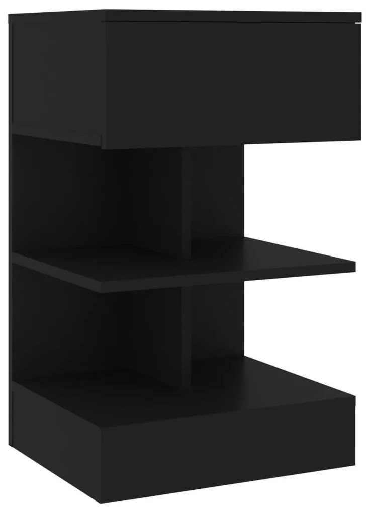 Comodino nero 40x35x65 cm in legno multistrato