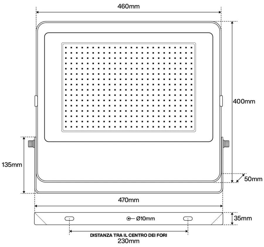 Faro LED 300W IP65, 125lm/W - chip LED Black Colore Bianco Freddo 5.700K