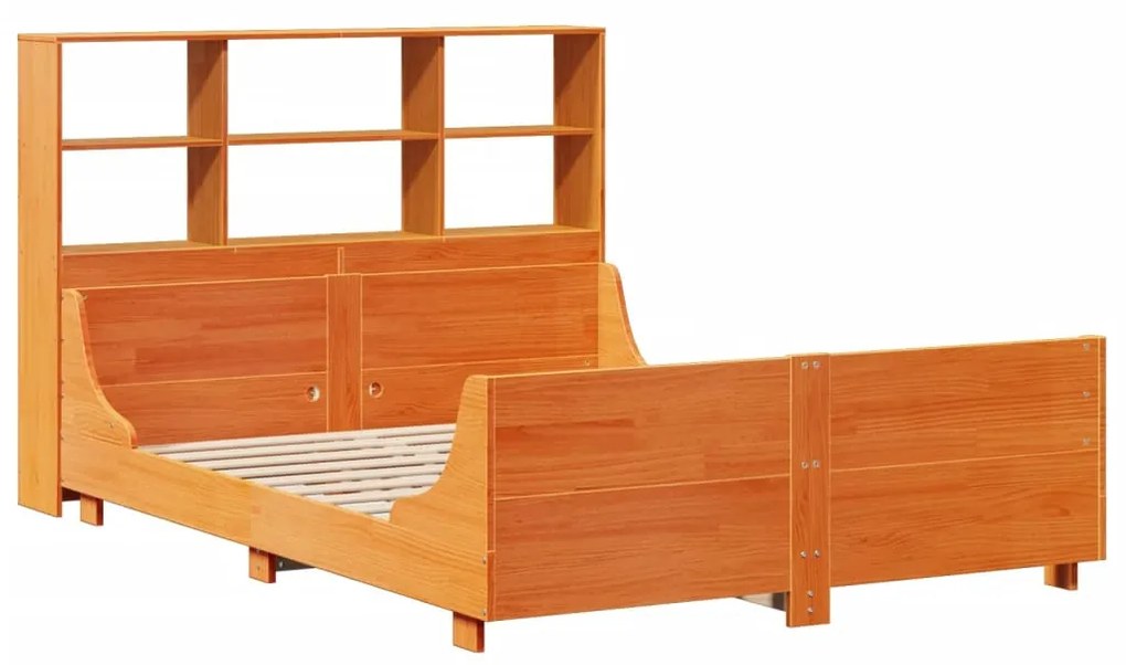 Letto libreria senza materasso marrone cera 140x200 cm legno