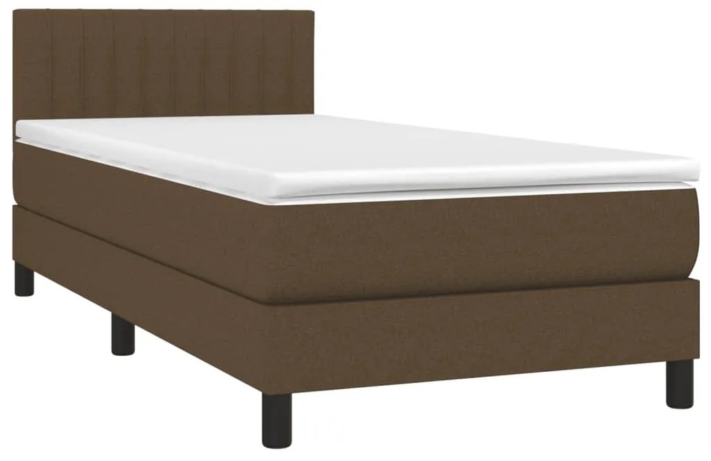 Giroletto a molle con materasso marrone scuro 80x200 cm tessuto