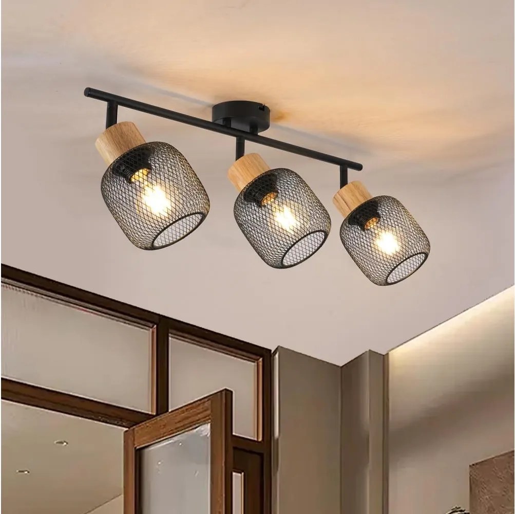 Brilagi - Faretto BASKLITE 3xE27/15W/230V legno/nero