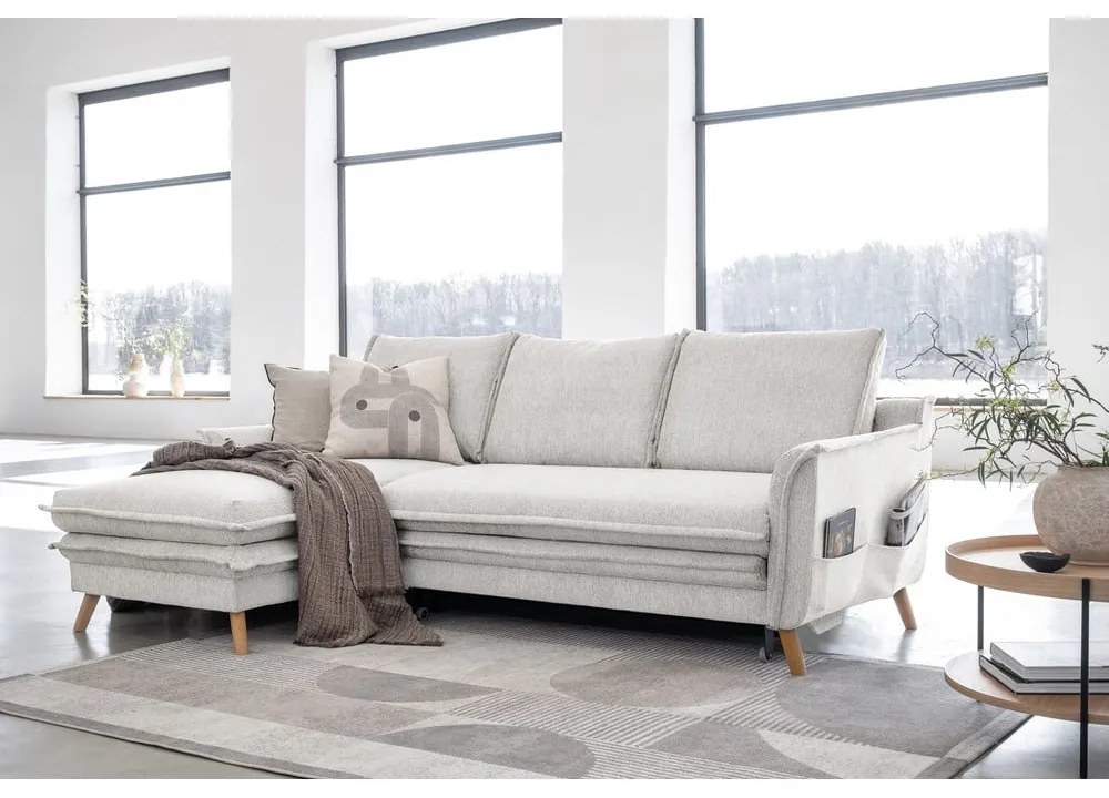 Divano letto angolare beige (angolo sinistro) Charming Charlie - Miuform