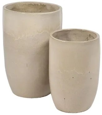 Vaso Crema Ceramica 52 x 52 x 80 cm (2 Unità)