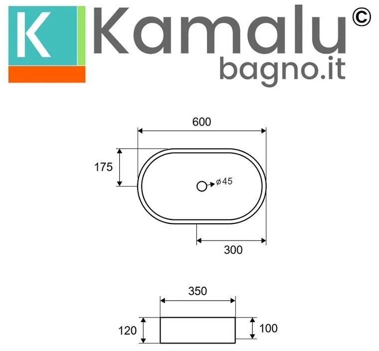 Kamalu - lavabo da appoggio ovale con finitura terrazzo beige | kterl-600be