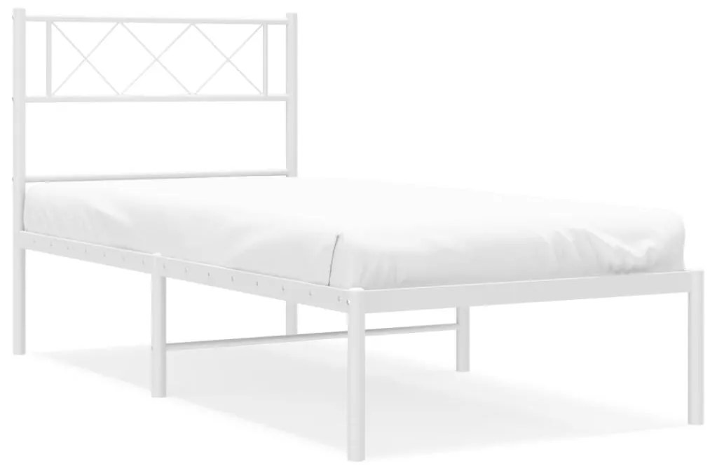 Giroletto con testiera metallo bianco 75x190 cm