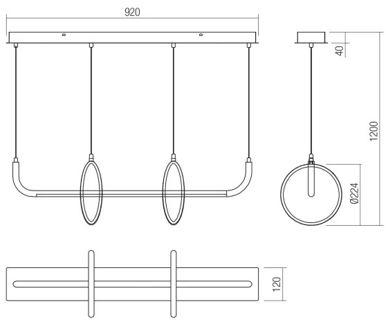 Redo 01-2705 - Lampadario a sospensione LED OLIMP LED/40W/230V 3000/4000/6500K nero