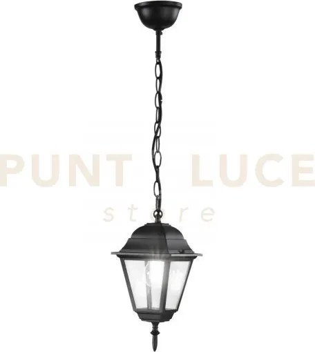 Sospensione roma nera 1 luce attacco e27 ip44 14,6x14,6x97cm