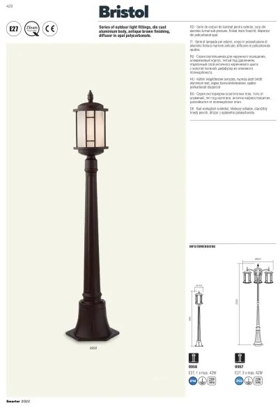Redo 9956 - Lampadario da esterno a catena BRISTOL 1xE27/42W/230V IP23