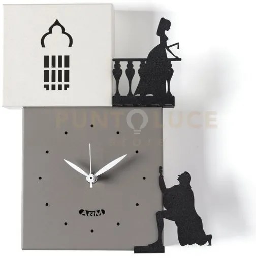 Orologio da parete di design romeo e giulietta fango,avorio,nero,nero
