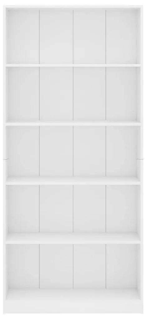 Libreria a 5 ripiani bianca 80x24x175 cm in legno multistrato