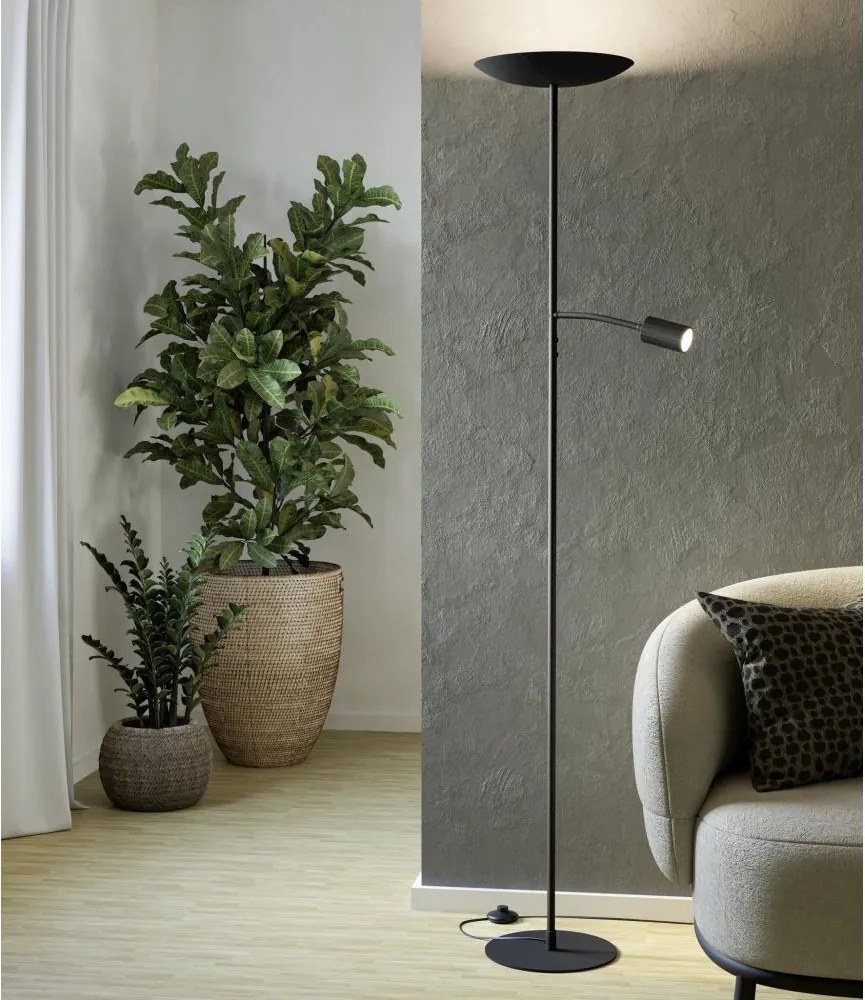 Eglo 901977 - Lampada da terra dimmerabile CONIVARINO LED/26,5W/230V +LED/4W nera