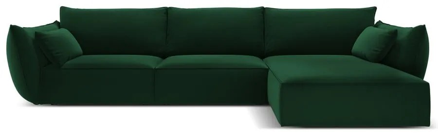 Divano angolare verde scuro (con penisola a destra/con chaise lounge) con rivestimento in velluto Vanda – Mazzini Sofas