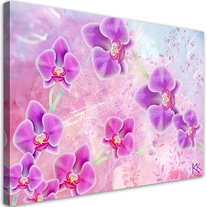 Quadro su tela, Astrazione dei fiori di orchidea  Dimensioni 120x80