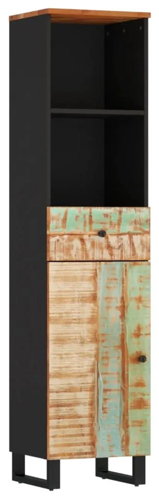Mobile Da Bagno 38x33x160 Cm İn Legno Massello Di Recupero /