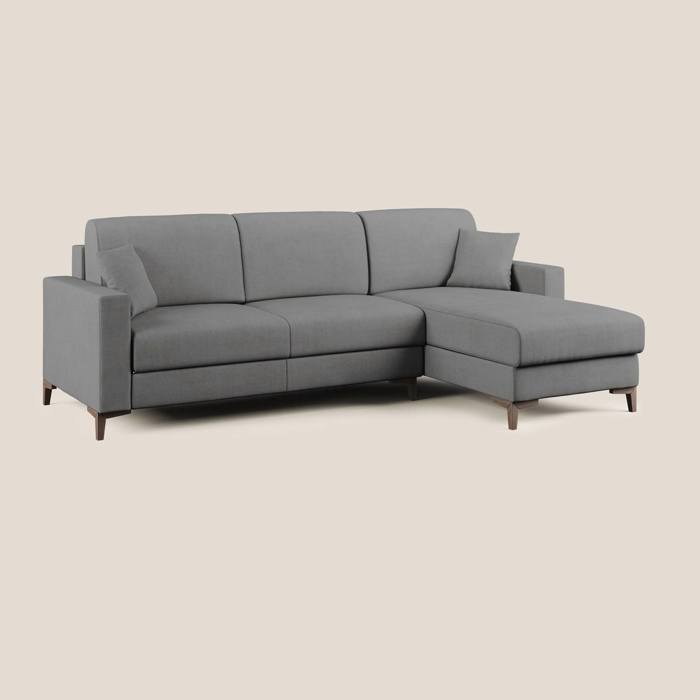 Kafka divano letto angolare in morbido tessuto impermeabile T02 grigio
