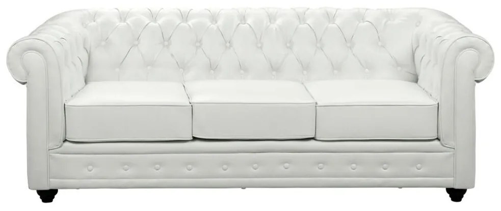 Divano 3 posti e 2 poltrone CHESTERFIELD in similpelle Bianco