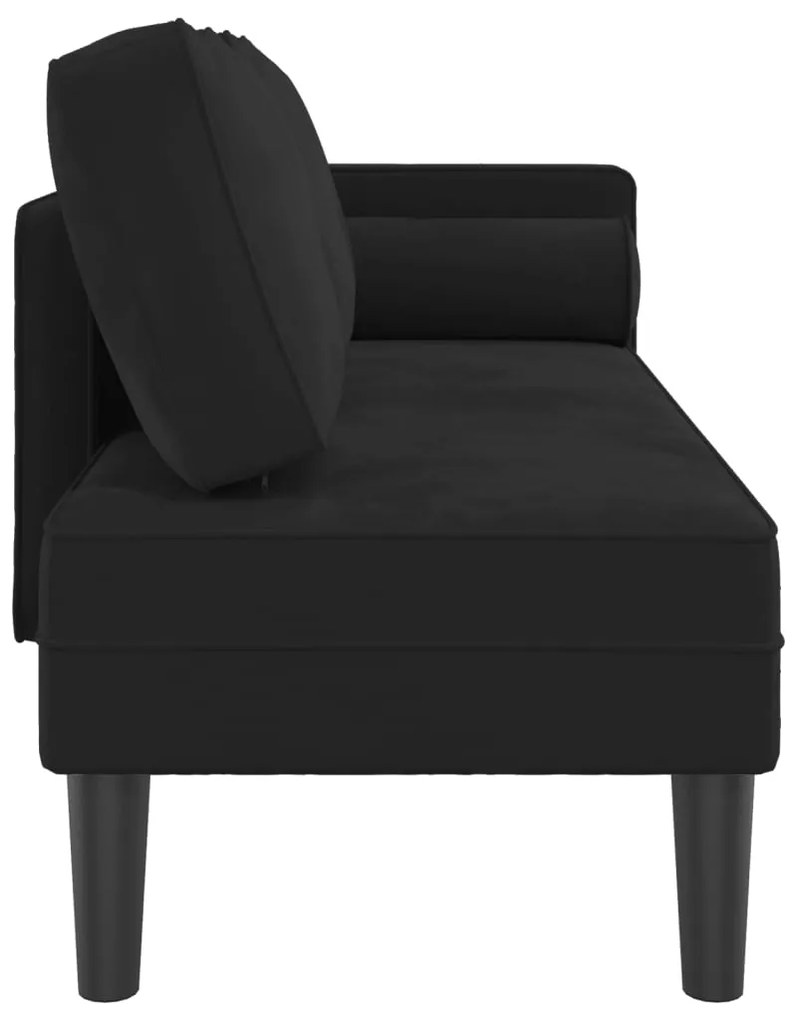 Chaise lounge con cuscini nero in velluto