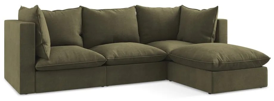 Divano angolare color kaki (con penisola a destra/con chaise lounge) Manao – Makamii