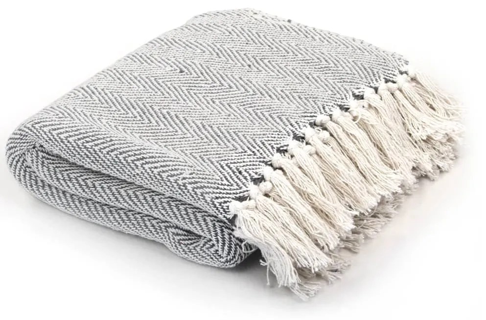 Copriletto İn Cotone A Spina Di Pesce 125x150 Cm Grigio /