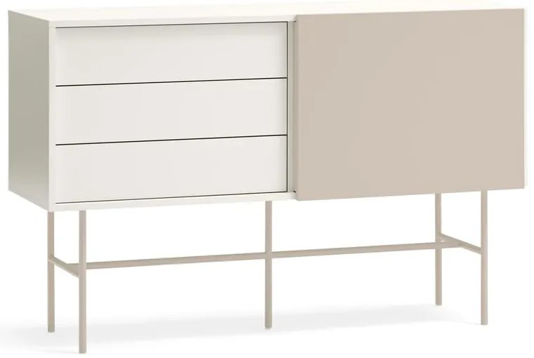Cassettiera beige/color crema con porte scorrevoli 140x91x45 cm Nube – Teulat