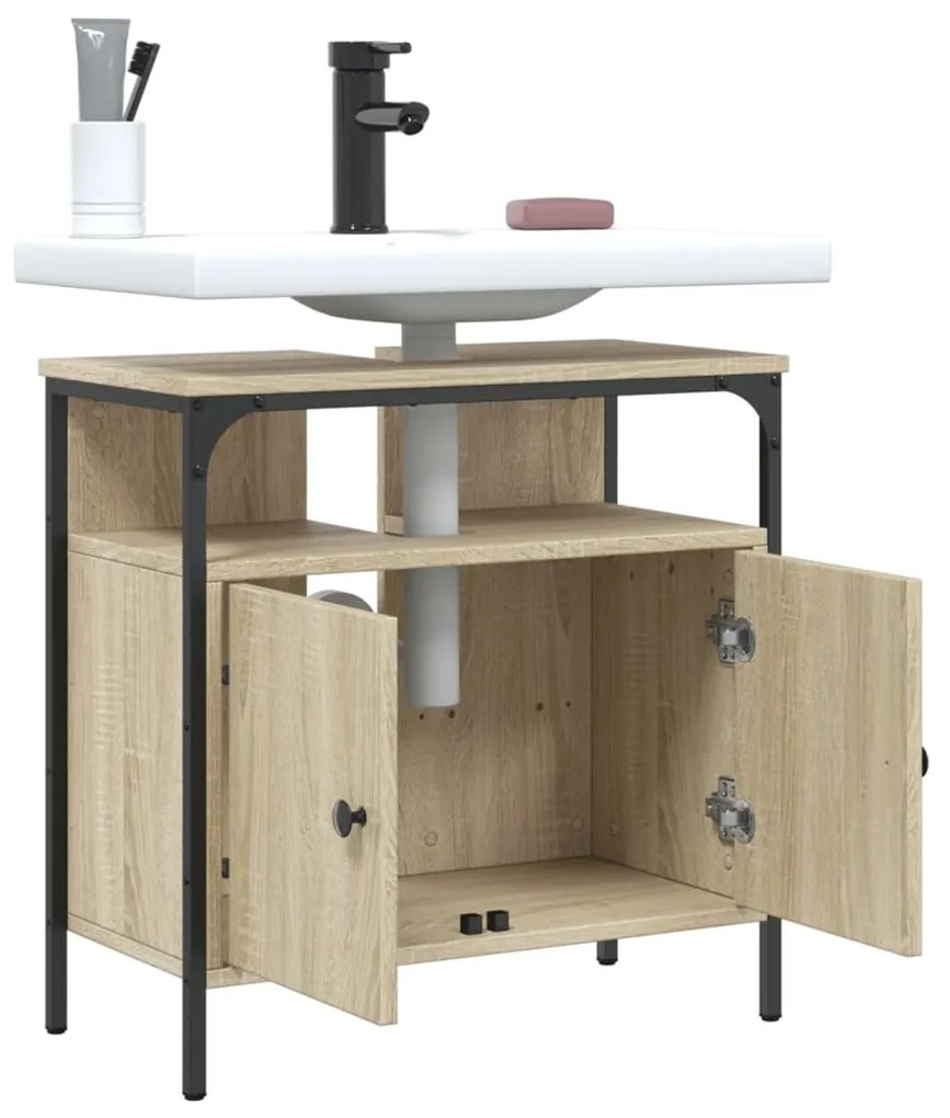 Mobile lavabo bagno rovere sonoma 60x30x60 cm legno multistrato