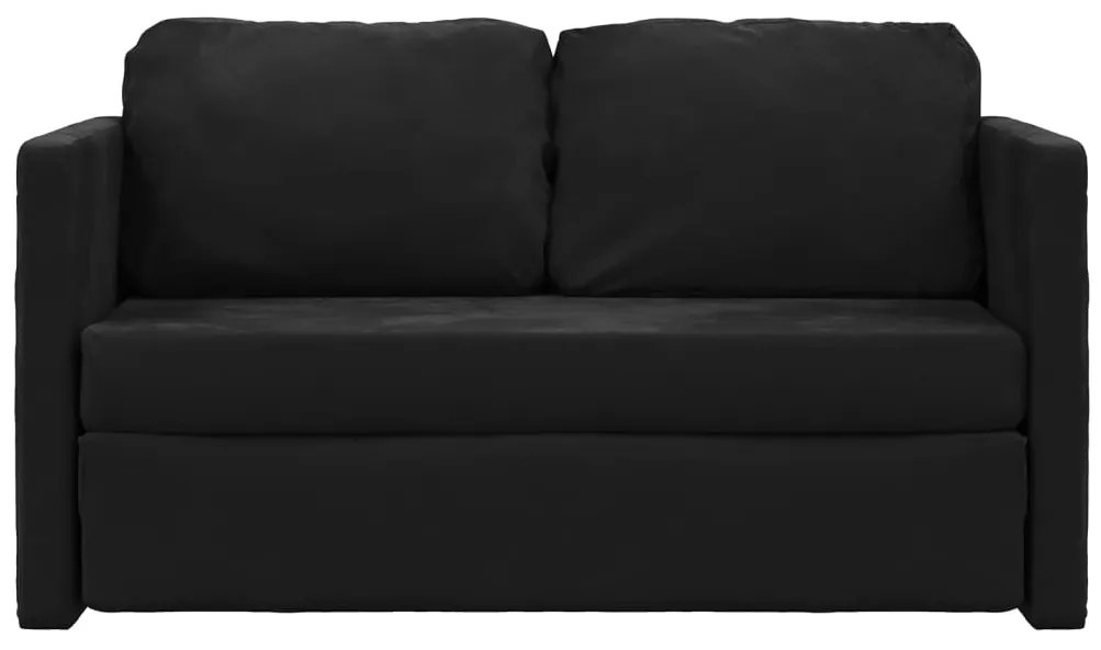 Divano letto da terra 2 in 1 nero 122x204x55 cm velluto