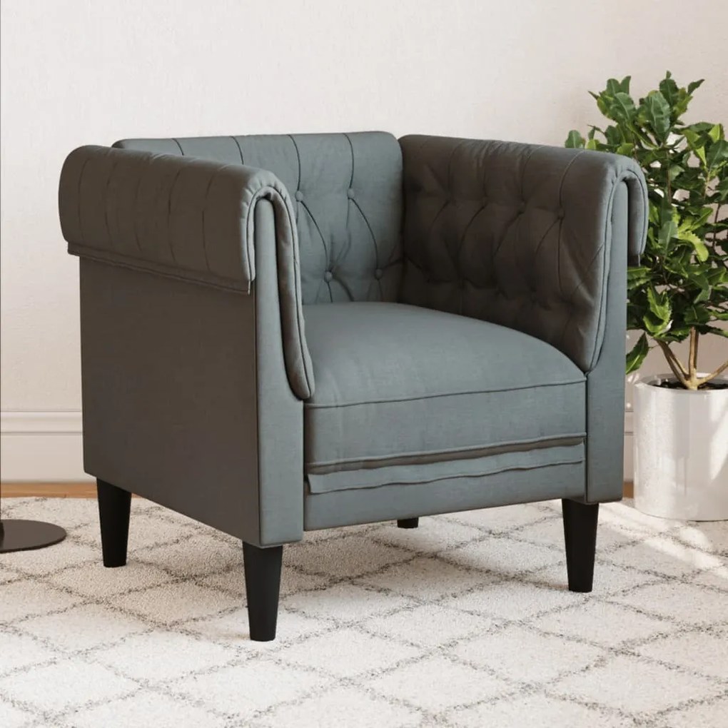 Poltrona Chesterfield Grigio Scuro İn Tessuto /