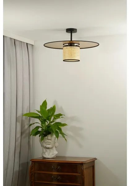 Duolla - Lampadario a plafone TOKYO RATTAN 1xE27/15W/230V diametro 50 cm oro/rattan