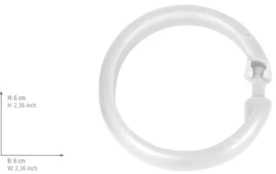 WENKO 19194100 - Anelli per tenda da doccia LYGE 6x6 cm bianchi