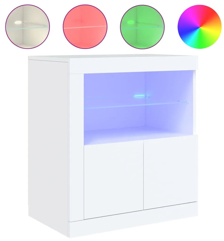 Credenza con luci led bianca 60,5x37x67 cm