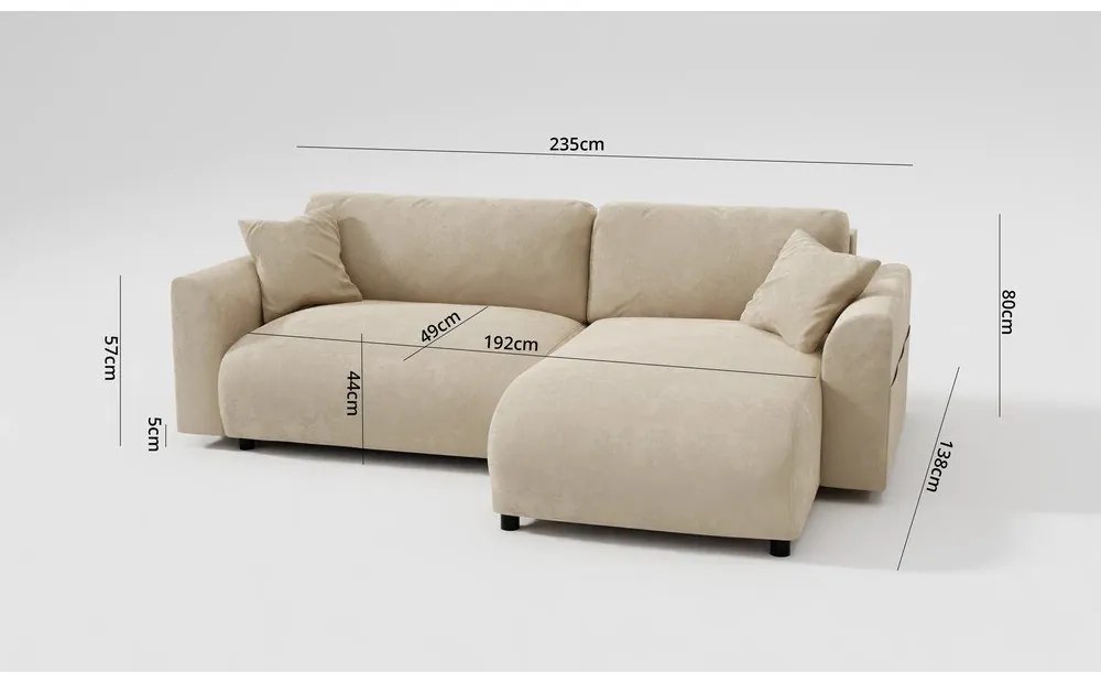 Divano angolare beige allungabile (con composizione variabile) Lorine – Ropez