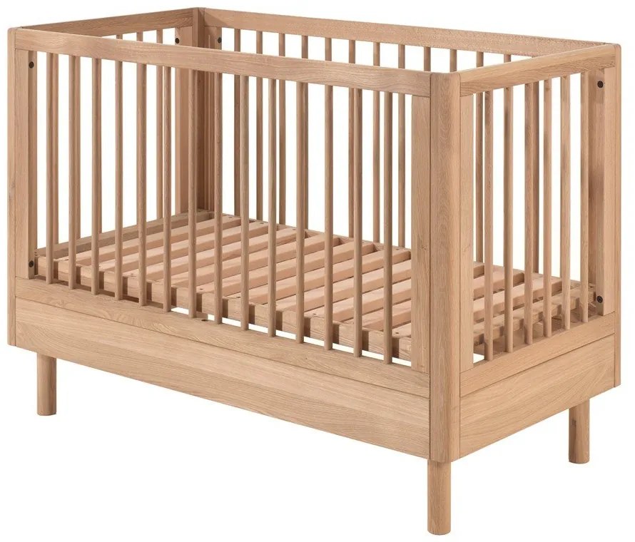 Lettino di colore naturale in rovere massiccio con altezza regolabile 60x120 cm Forrest – Vipack